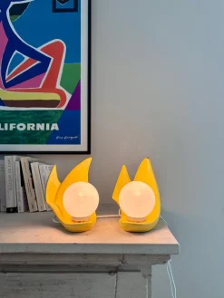 Knallgelbe Pop Tischlampen, 1980, 2er Set