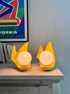 Knallgelbe Pop Tischlampen, 1980, 2er Set