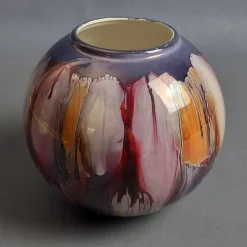 Künstlerische mehrfarbige kugelförmige Keramikvase von SEC, Italien, 1970