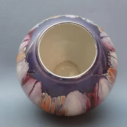 Künstlerische mehrfarbige kugelförmige Keramikvase von SEC, Italien, 1970