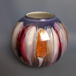 Künstlerische mehrfarbige kugelförmige Keramikvase von SEC, Italien, 1970