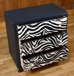 Kommode aus dem 20. Jh. mit Zebra-Wandteppich