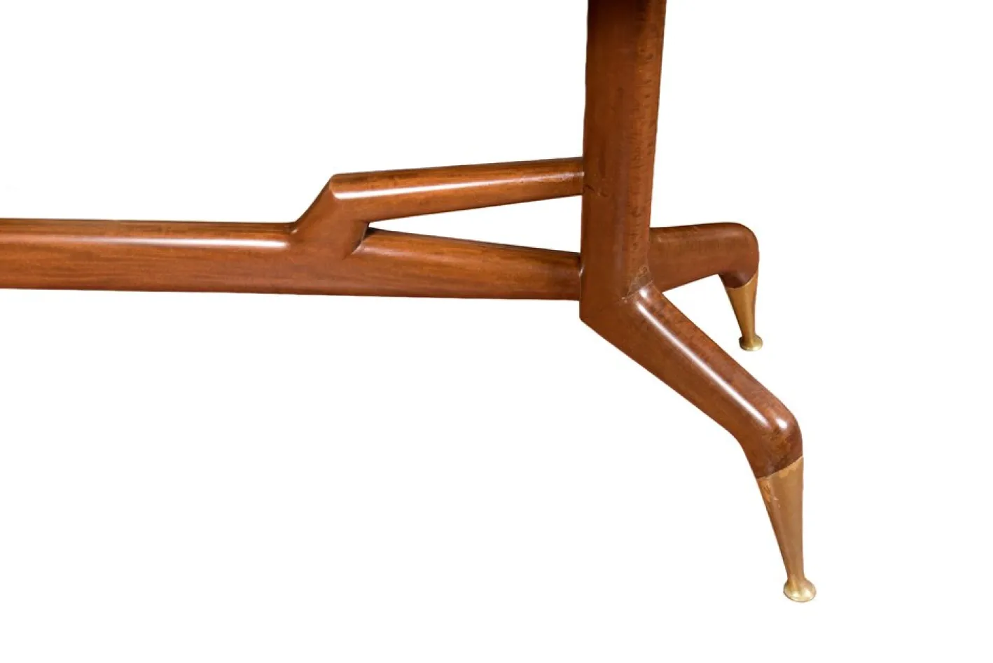 Konsolentisch aus Nussholz mit Beinen aus Messing von Gio Ponti, 1950er