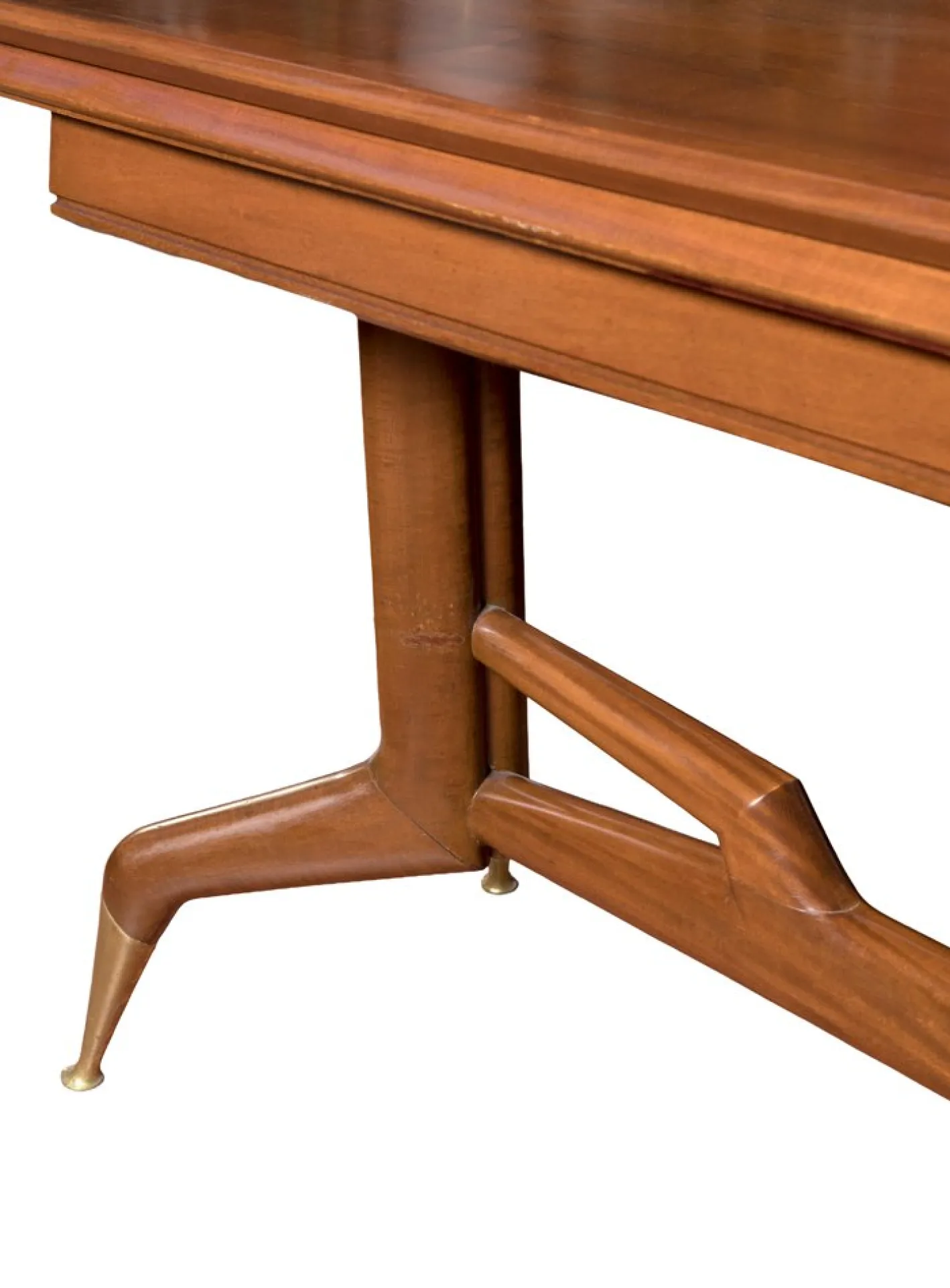 Konsolentisch aus Nussholz mit Beinen aus Messing von Gio Ponti, 1950er