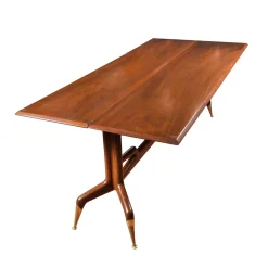 Konsolentisch aus Nussholz mit Beinen aus Messing von Gio Ponti, 1950er