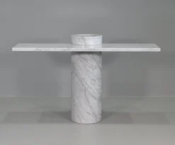 Konsolentisch aus weißem Carrara Marmor von Angelo Mangiarotti für Skipper Loico Collection, 1980