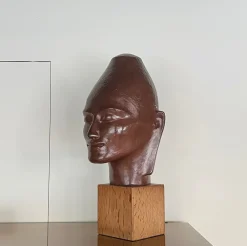 Kopfskulptur, 1930er, Holz & Gesso