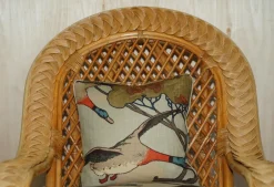Korbsessel, Hocker & Beistelltisch mit Mulberry Flying Ducks Stoff, 4 . Set