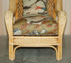 Korbsessel, Hocker & Beistelltisch mit Mulberry Flying Ducks Stoff, 4 . Set
