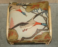 Korbsessel, Hocker & Beistelltisch mit Mulberry Flying Ducks Stoff, 4 . Set