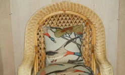 Korbsessel, Hocker & Beistelltisch mit Mulberry Flying Ducks Stoff, 4 . Set