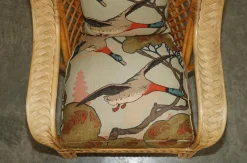 Korbsessel, Hocker & Beistelltisch mit Mulberry Flying Ducks Stoff, 4 . Set