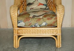Korbsessel, Hocker & Beistelltisch mit Mulberry Flying Ducks Stoff, 4 . Set