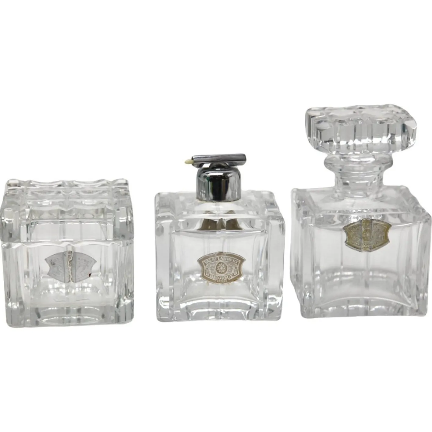 Kristallglas Set von Val Saint Lambert, Belgien, 1950er, 3er Set