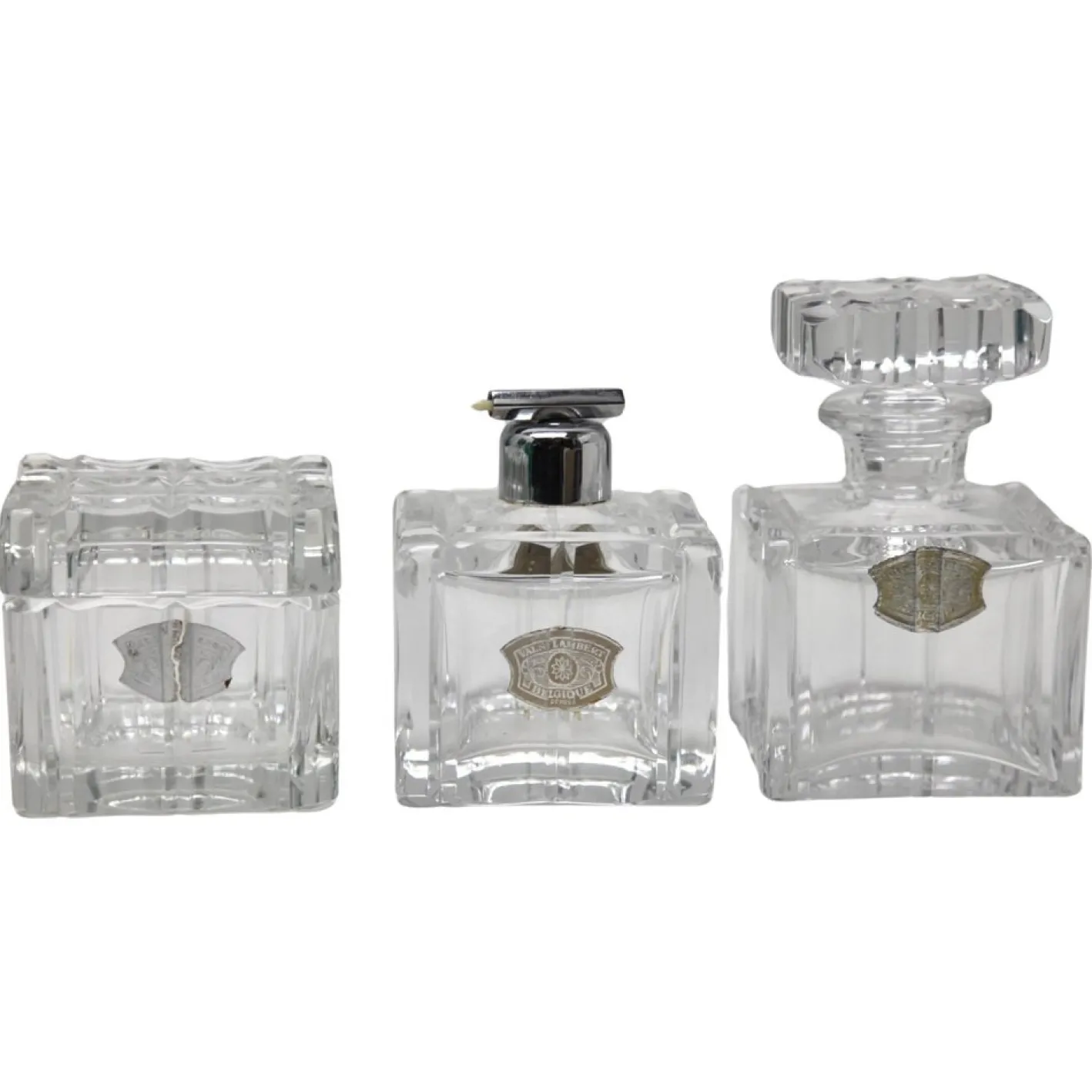 Kristallglas Set von Val Saint Lambert, Belgien, 1950er, 3er Set