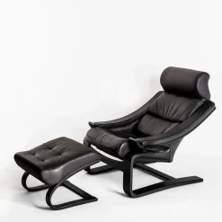 Kroken Sessel & Fußhocker von Ake Fribytter für Roche Bobois, Frankreich, 2000er