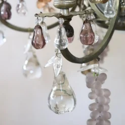 Kronleuchter aus Bronze und Glasfrüchten, 20. Jh