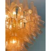 Kronleuchter aus klarem und goldenem Petali-Selle Muranoglas von Simoeng