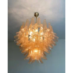 Kronleuchter aus klarem und goldenem Petali-Selle Muranoglas von Simoeng