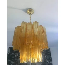 Kronleuchter aus Muranoglas mit bernsteinfarbenem Tronchi Glas von Simoeng für Simoeng