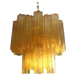 Kronleuchter aus Muranoglas mit bernsteinfarbenem Tronchi Glas von Simoeng für Simoeng
