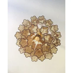 Kronleuchter aus Muranoglas mit bernsteinfarbenem Tronchi Glas von Simoeng für Simoeng