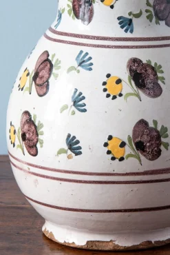 Krug mit Zinnmotiv & floralem Muster von Brussels Faience, Spätes 18. Jh