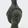 Krugskulptur aus Bronze mit weiblichem Kopf, frühes 20. Jh