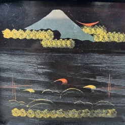 Lackierte Holztabletts mit Berglandschaft, 1920er, 4er Set