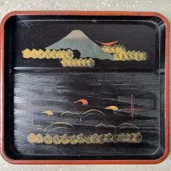 Lackierte Holztabletts mit Berglandschaft, 1920er, 4er Set
