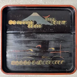 Lackierte Holztabletts mit Berglandschaft, 1920er, 4er Set