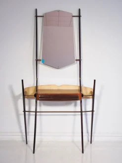 Lackierter Holz Frisiertisch mit Glasplatte und Spiegel, 1950er