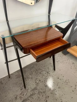 Lackierter Holz Frisiertisch mit Glasplatte und Spiegel, 1950er