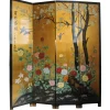 Lacquer De Chine Dekorativer vierfacher zweiseitiger Raumteiler mit Blumen