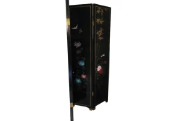 Lacquer De Chine Dekorativer vierfacher zweiseitiger Raumteiler mit Blumen