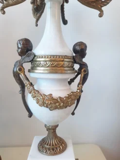 Lancini Uhr mit Kerzenständern im Louis XVI Stil, 1940er, 3er Set