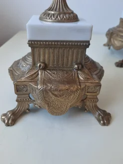 Lancini Uhr mit Kerzenständern im Louis XVI Stil, 1940er, 3er Set
