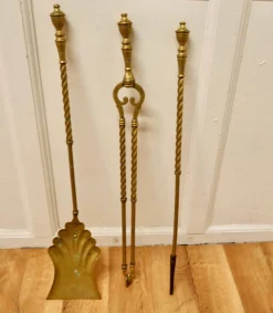 Langes Gerste Twist Kaminbesteck, 1880er, 3 . Set