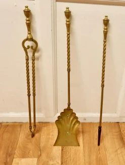 Langes Gerste Twist Kaminbesteck, 1880er, 3 . Set