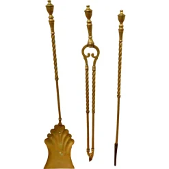 Langes Gerste Twist Kaminbesteck, 1880er, 3 . Set