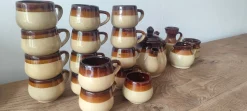 Large French Provincial Ceramic Coffee and Soup Service, 1970s, Set of 26