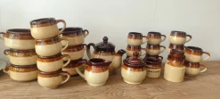 Large French Provincial Ceramic Coffee and Soup Service, 1970s, Set of 26