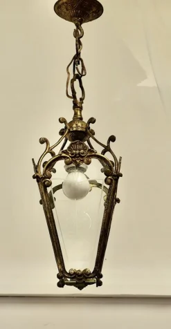 Laterne aus Messing & Ätzglas, 1890er