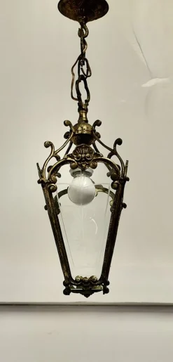 Laterne aus Messing & Ätzglas, 1890er