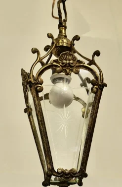 Laterne aus Messing & Ätzglas, 1890er