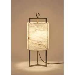 Laternen Tischlampe aus Bronze & Alabaster von Matlight Milano