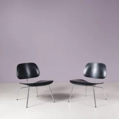 LCM Stühle aus verchromtem Metall mit schwarzem Schichtholz von Charles & Ray Eames für Herman Miller, USA, 1960er, 2er Set