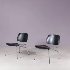 LCM Stühle aus verchromtem Metall mit schwarzem Schichtholz von Charles & Ray Eames für Herman Miller, USA, 1960er, 2er Set