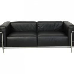 Le Corbusier LC3 2-Sitzer Sofa aus schwarzem Leder, 2000er