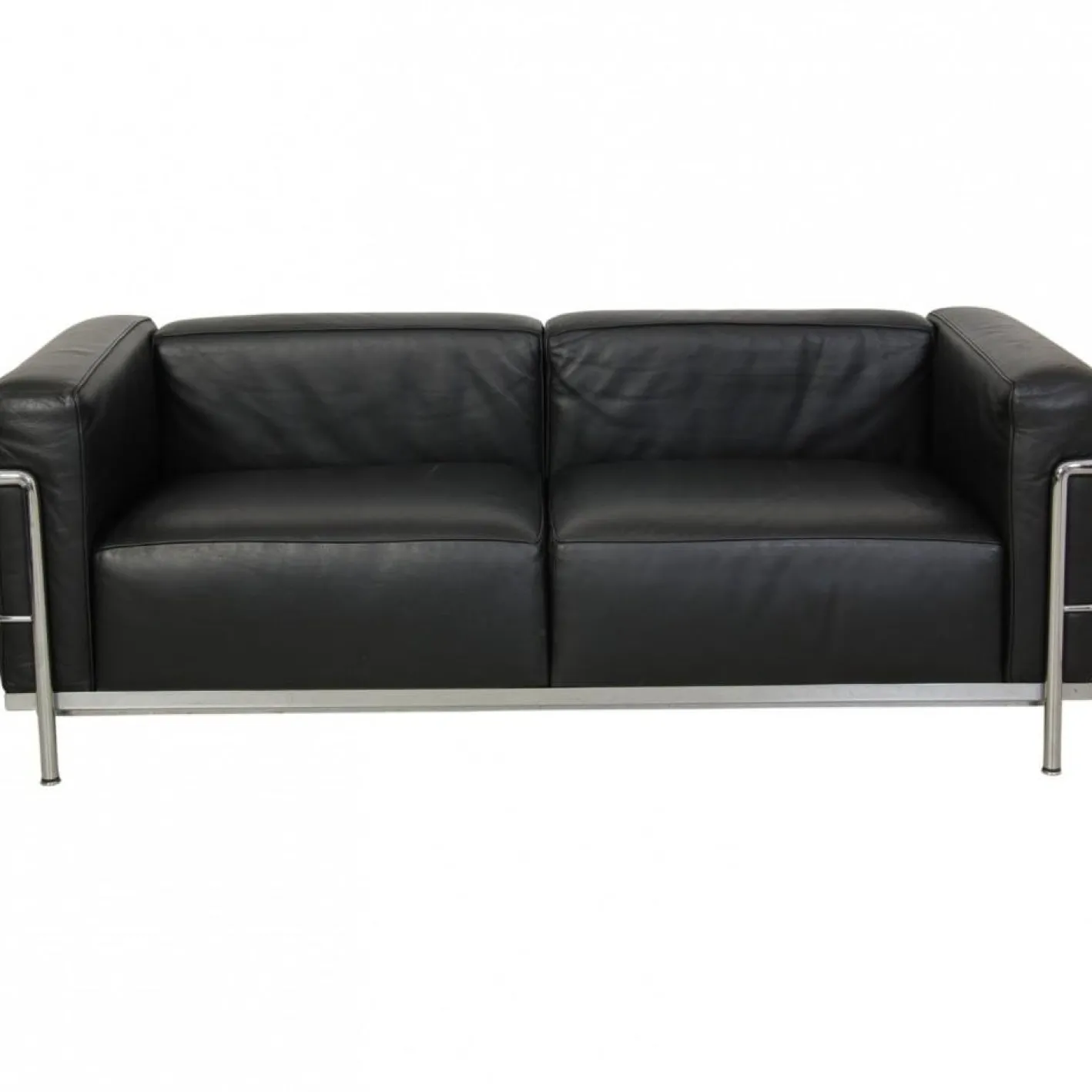 Le Corbusier LC3 2-Sitzer Sofa aus schwarzem Leder, 2000er
